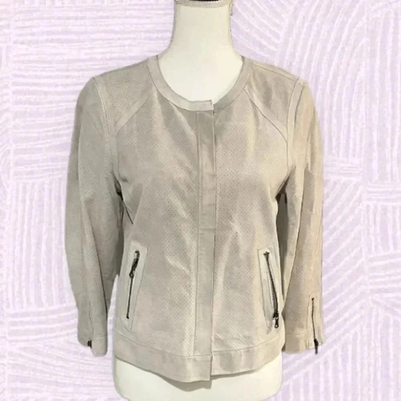 ecru Jackets & Blazers - Ecru unlined suede crop jacket GUC size M